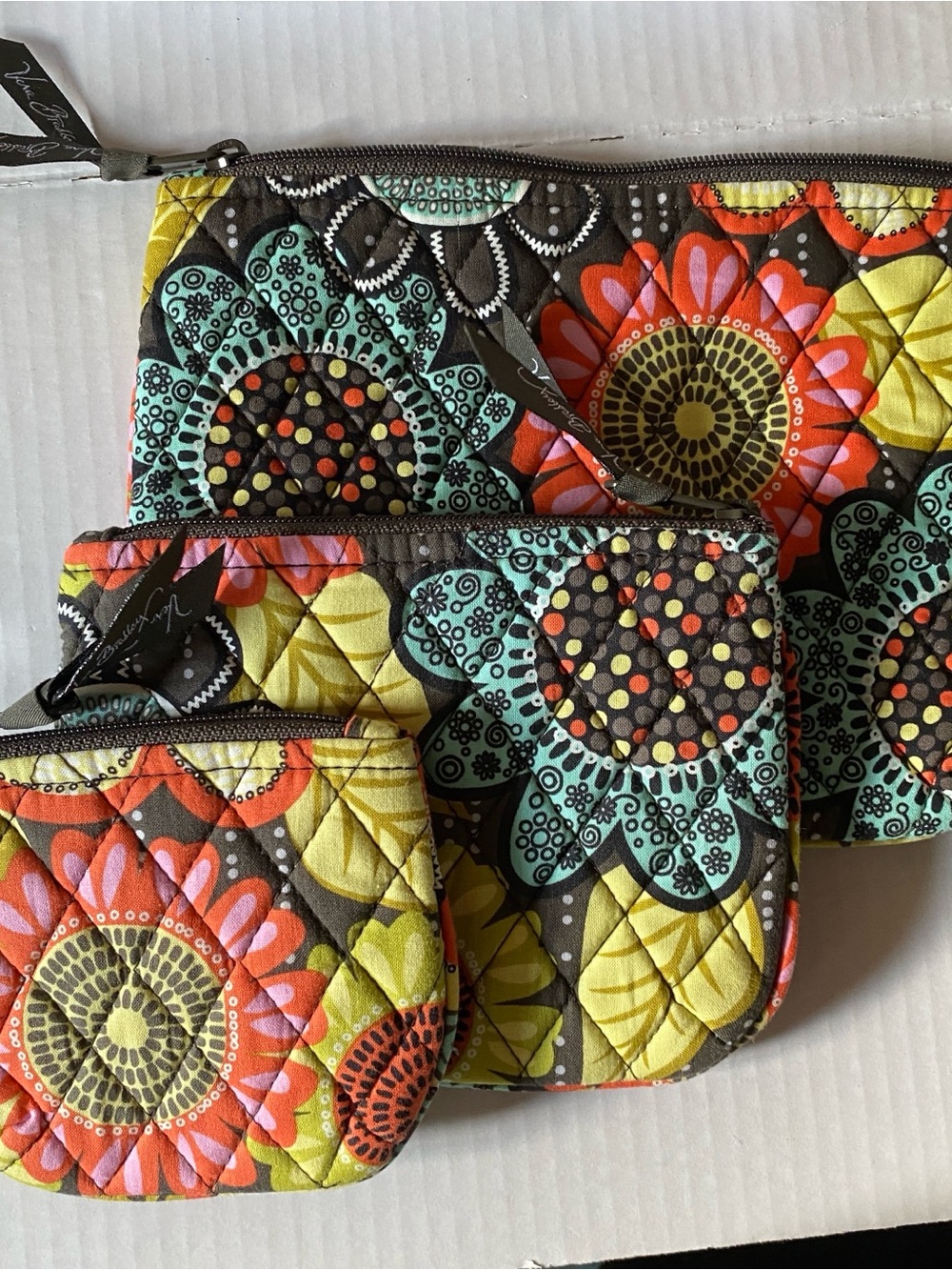 Vera Bradley Cosmetic Trio Make Up Bags- Flower Shower set of 3New without tags